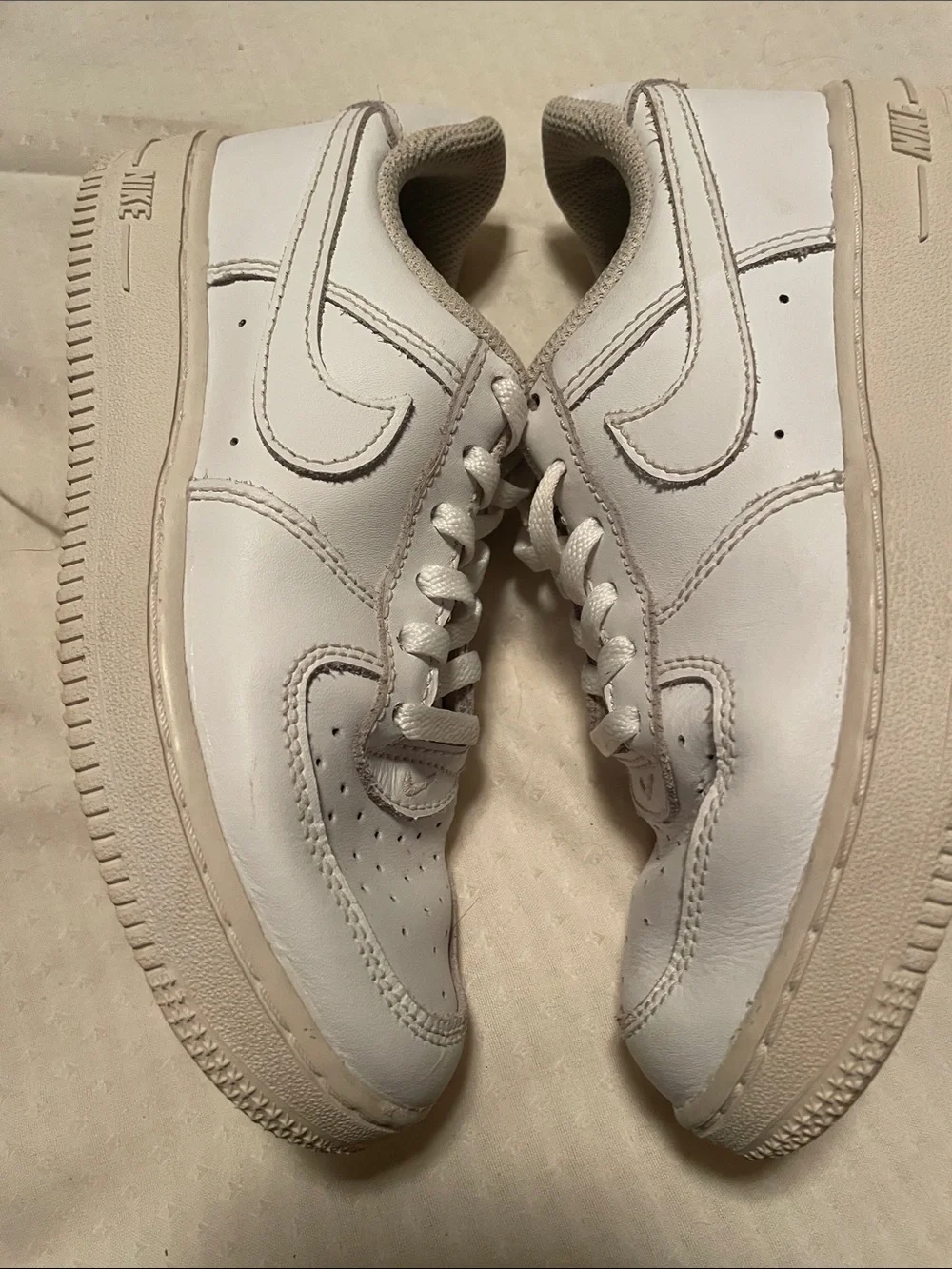 Nike Girls White Low-Top Leather Air Force One Sneakers